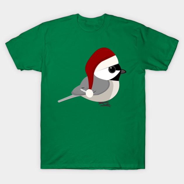 Christmas Chickadee T-Shirt by Hedgie Designs